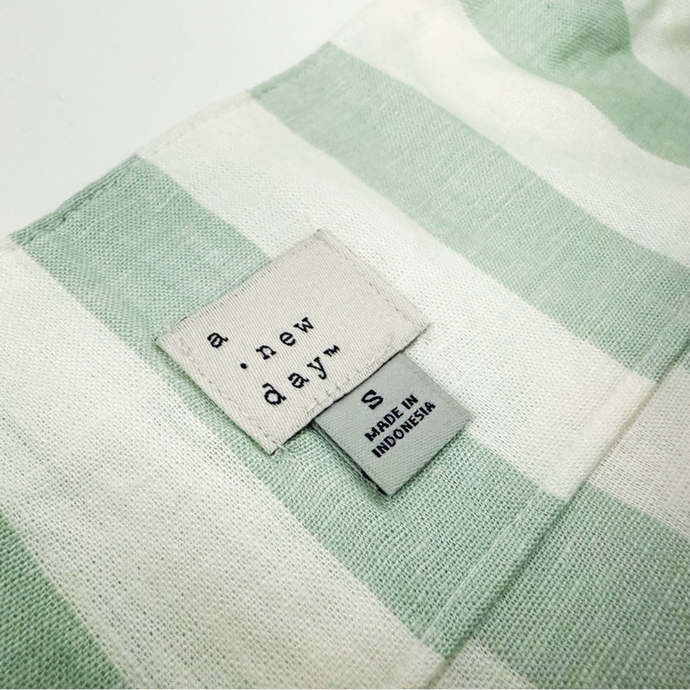 NWT A New Day Striped Linen-Blend Midi Skirt in Mint & Cream | Size S - Picture 5 of 5